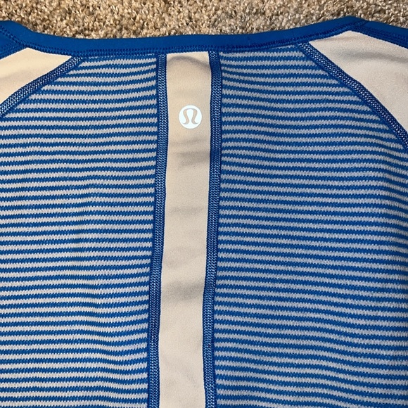 Lululemon Runder Under Long Sleeve Mini Check Pique Beaming Blue Polar size 10? - Picture 13 of 13